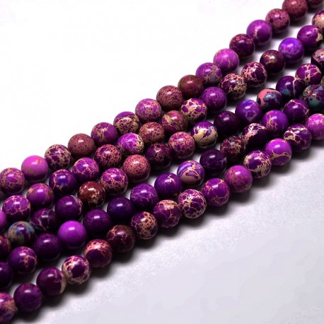 10 perles gemme  régalite magnésite prune  veiné beige 8mm