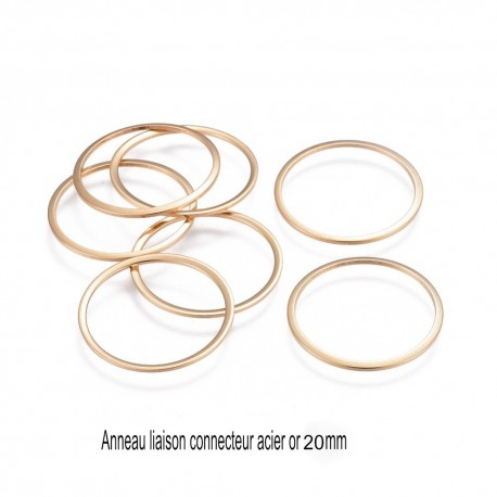 8 anneaux acier inoxydable fermé or 20 mm