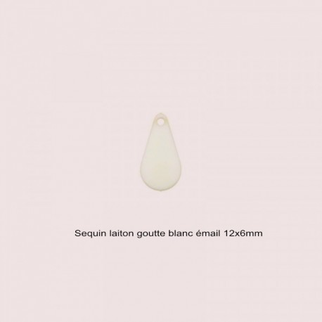 4 Sequins goutte émaillées reversible blanc 12x6mm