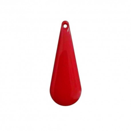 2 breloques sequins goutte laiton émaillés rouge vif  27x10mm