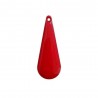 2 breloques sequins goutte laiton émaillés rouge vif  27x10mm