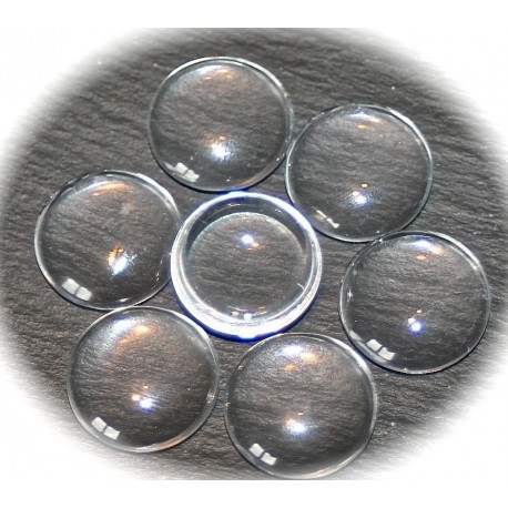 4 cabochons en verre transparent 20mm