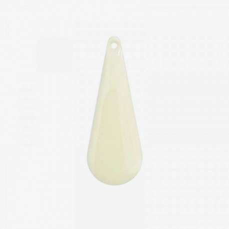 2 breloques sequins goutte laiton émaillés blanc  27x10mm