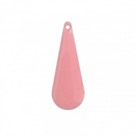 2 breloques sequins goutte émaillés rose dragée 27x10mm