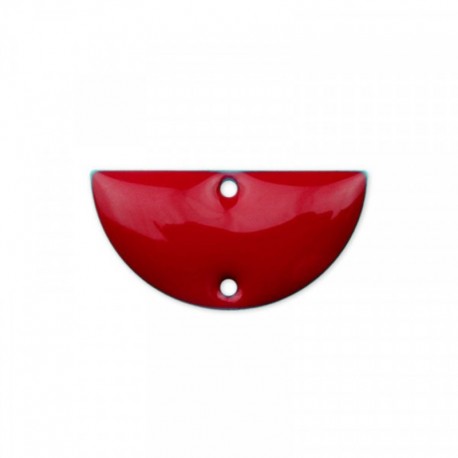 2 sequins connecteur demi lune émaille rouge vif 21x10mm