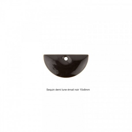 4 sequins demi lune émaillé laiton noir  15x8mm