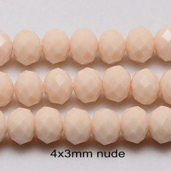 lot de 50 perles boulier en verre facettée chair   4x3mm