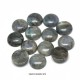 2 cabochons labradorite gris reflets bleu/vert 10mm