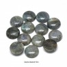 2 cabochons labradorite gris reflets bleu/vert 10mm