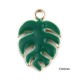 2 pendentifs sequin feuille émail vert 13x9mm