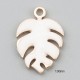 2 pendentifs sequins feuille Monstera émail blanc 13x9mm