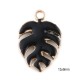 2 pendentifs sequin feuille Monstera émail noir 13x9mm