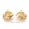 4 breloques poisson  acier inoxydable or 17x17x6mm