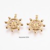 4 breloques roue de  bateau acier inoxydable or 23x21x3mm