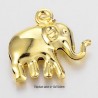 4 breloques éléphant laiton or 14x15x4mm