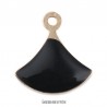 4 breloques sequin émaillées noires éventail 14x13mm