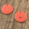 2 sequins rond laiton émaillés orange 20mm