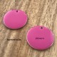 2 breloques sequin rond laiton émaillés framboise 20mm