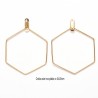 4 boucles d'oreille créole acier or hexagonale 40x30mm