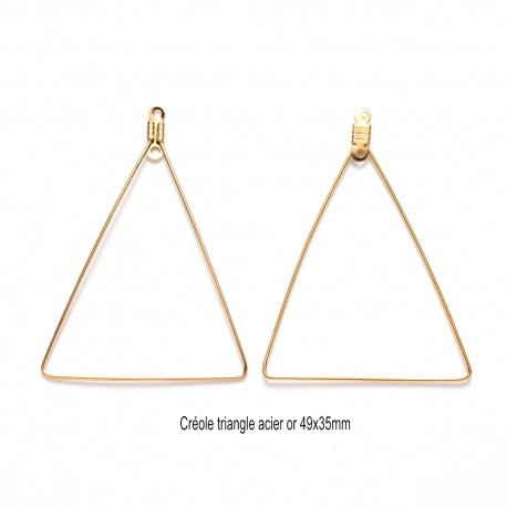 4 Boucles d'oreille acier or triangle 49x35mm