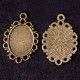 4 supports cabochon ovale bronze bordure dentelle 18x13mm