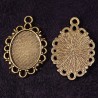 4 supports cabochon ovale bronze bordure dentelle 18x13mm