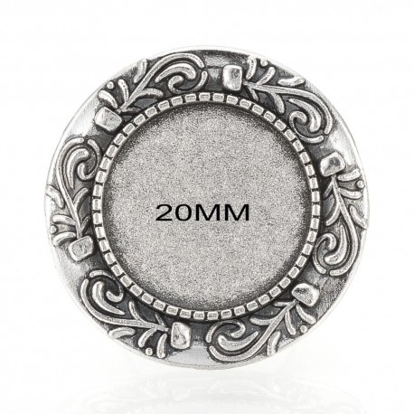 2 supports bague ronde réglable collerette fleurs argenté 20mm