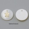 6 breloques nacre insertion tortue or 16mm