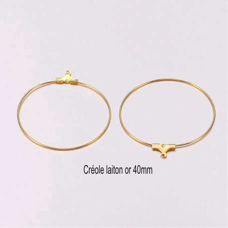 10 créoles ronde laiton or 40mm