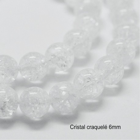 10 perles rondes cristal véritable craquelé 6mm