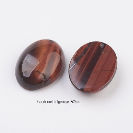 1 Cabochon pierre naturelle oeil de tigre rouge 18x25mm