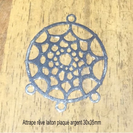 2 attrapes rêve laiton plaqué argent 30x35mm