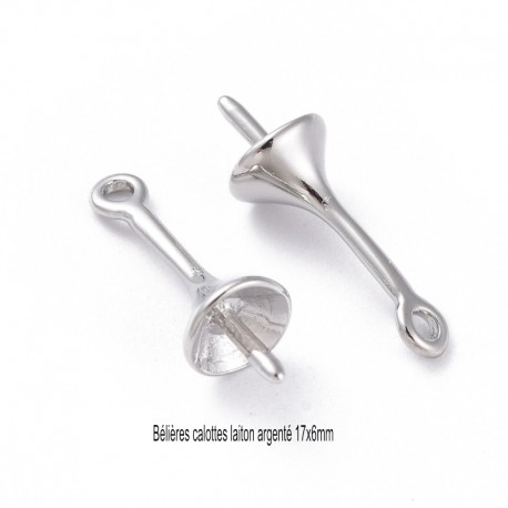 10 bélières calotte  laiton platine 17x6mm