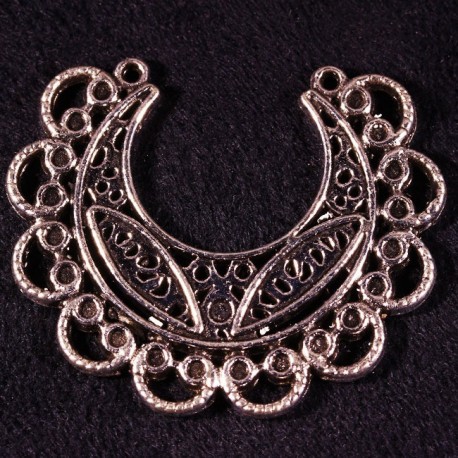 4 connecteurs chandelier demi-lune argenté 33x39mm