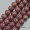 10 perles jade Mashan 8mm chocolat paillette or