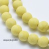 10 perles jade jaune pâle  givrée ronde 6mm