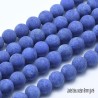 10 perles jade bleu océan  givrée ronde 6mm