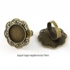 2 supports bague cabochon réglable bronze collerette 18mm