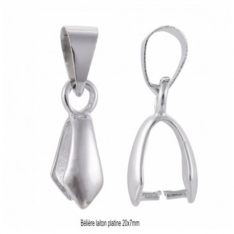 10 Bélières laiton platine 20x7mm
