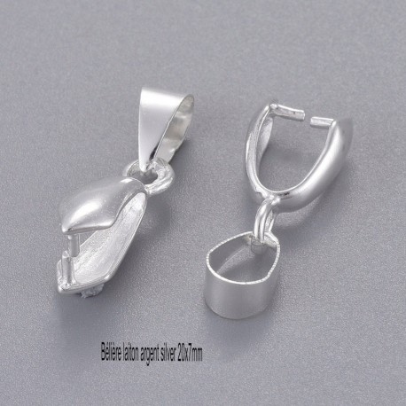 10 bélières laiton argent silver clair 20x7mm