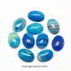 2 cabochons ovale d'agate naturelle rayées teintée bleu 13x18mm