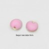 4 sequins laiton rond émail rose 8mm