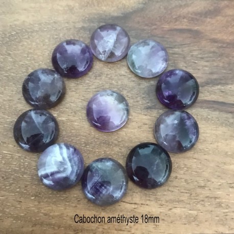 1 cabochon pierre gemme naturelle améthyste 18mm