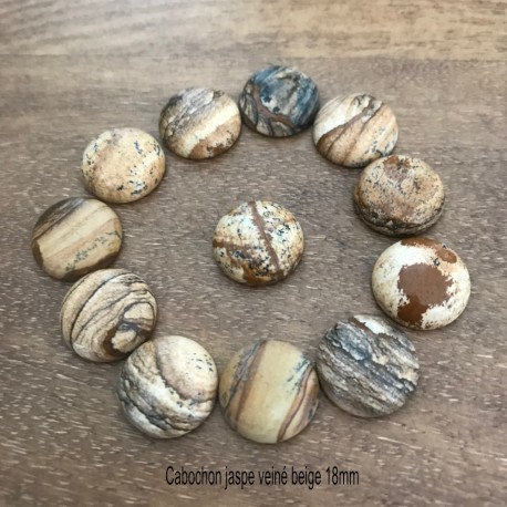 1 cabochon pierre gemme jaspe sable 18mm