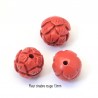 2 perles fleur cinabre rouge 13mm
