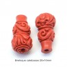 10 perles calebasse cinabre rouge 20x10mm