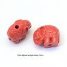4 perles éléphant sculptées cinabre rouge 14x8mm