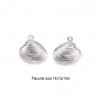 6 breloques palourde acier inoxydable 14x13mm