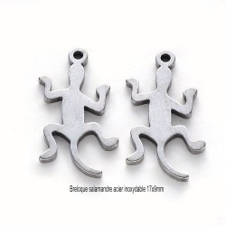 10 breloques gecko  acier inoxydable 17x9mm