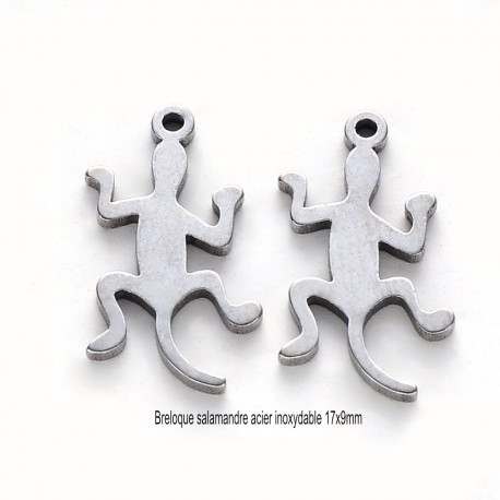 10 breloques gecko  acier inoxydable 17x9mm